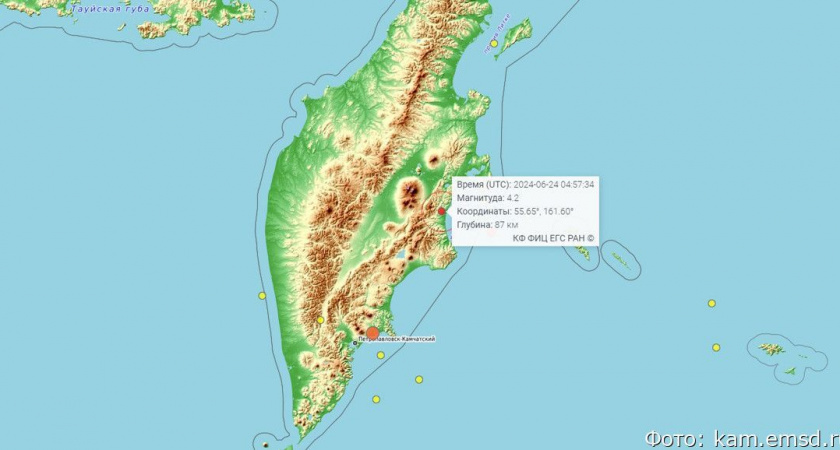 На Камчатке зафиксировали землетрясение с магнитудой 4.1
