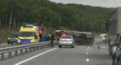 На шоссе в районе Петропавловска-Камчатского опрокинулся грузовик (фото, видео)