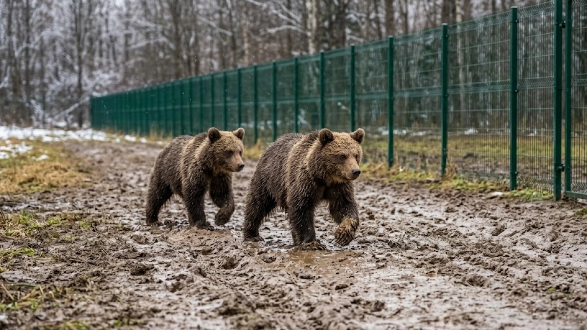 Два медвежонка разгуливали у Толмачёвской ГЭС-3 на Камчатке — кадры попали в сеть