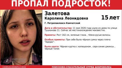 В Петропавловске-Камчатском пропала 15-летняя Каролина Залетова